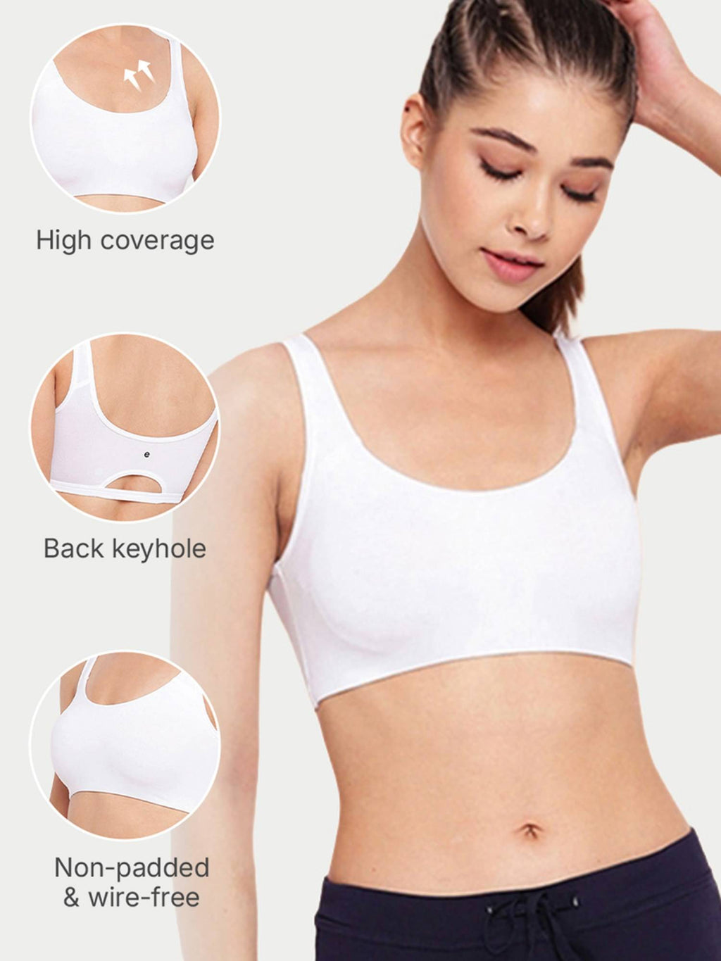 SB06 Low Impact Cotton Sports Non-Padded & Wirefree Bra - Blue | sb09 - view 25