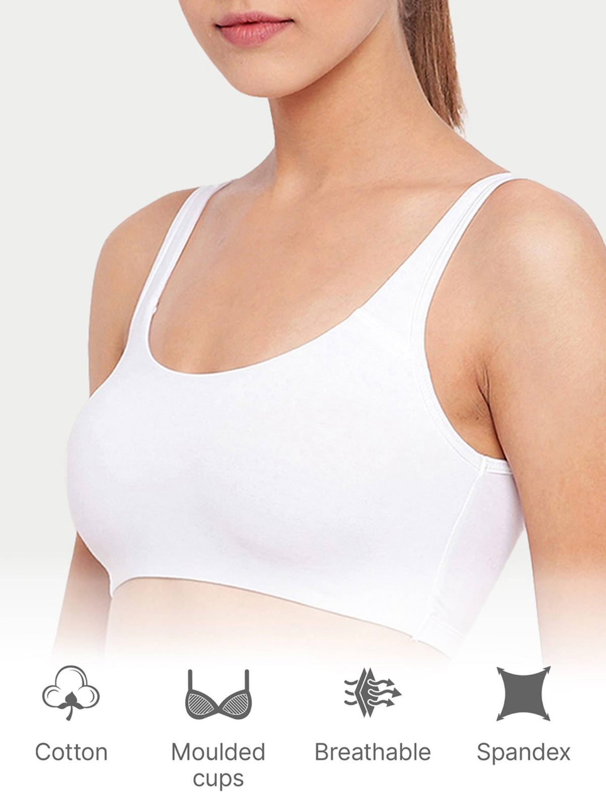 Sb06 Low Impact Cotton Sports Bra Non-Padded & Wirefree - Nude | sb09 - view 41