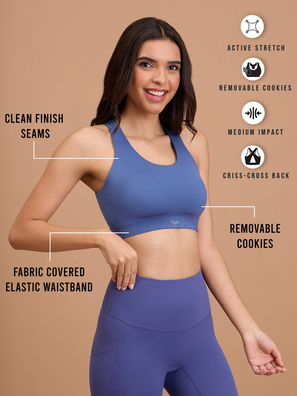 Ultimate Cross Back Sports Bra with Removable Cups NYK909 Olive | sb09 - view 19