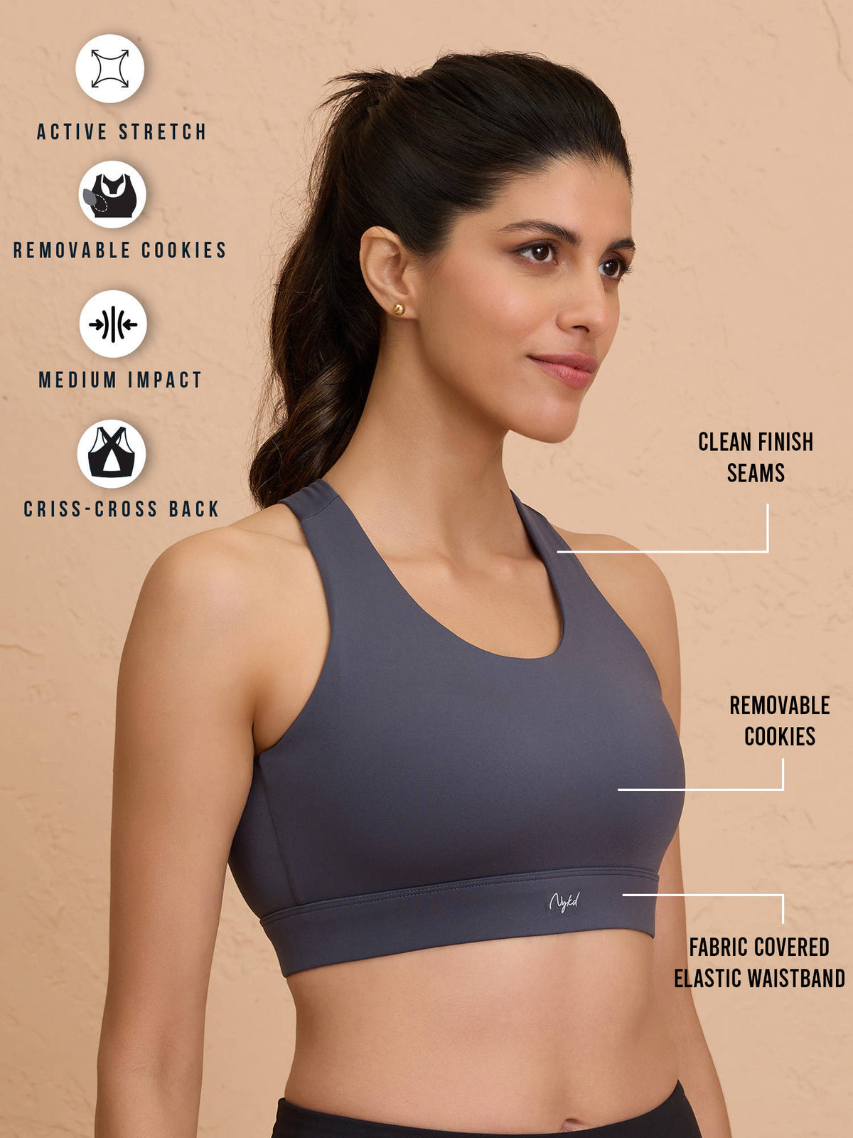 Ultimate Cross Back Sports Bra with Removable Cups NYK909 Olive | sb09 - view 27