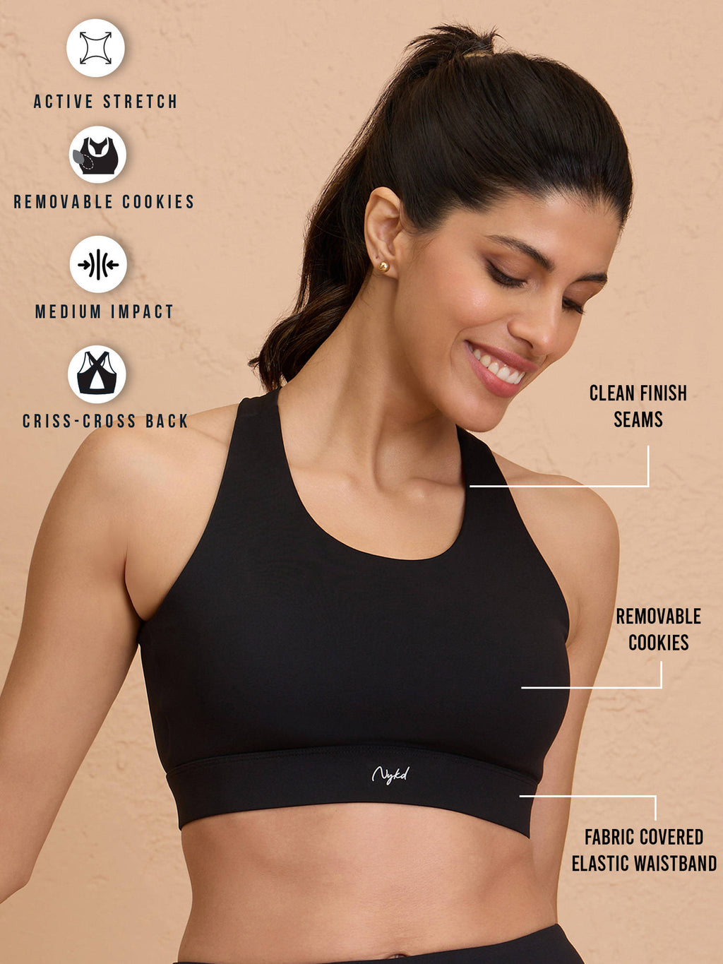 Ultimate Cross Back Sports Bra with Removable Cups NYK909 Olive | sb09 - view 36