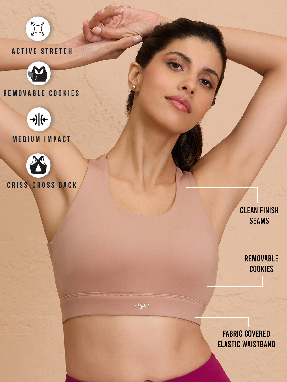 Ultimate Cross Back Sports Bra with Removable Cups NYK909 Olive | sb09 - view 11