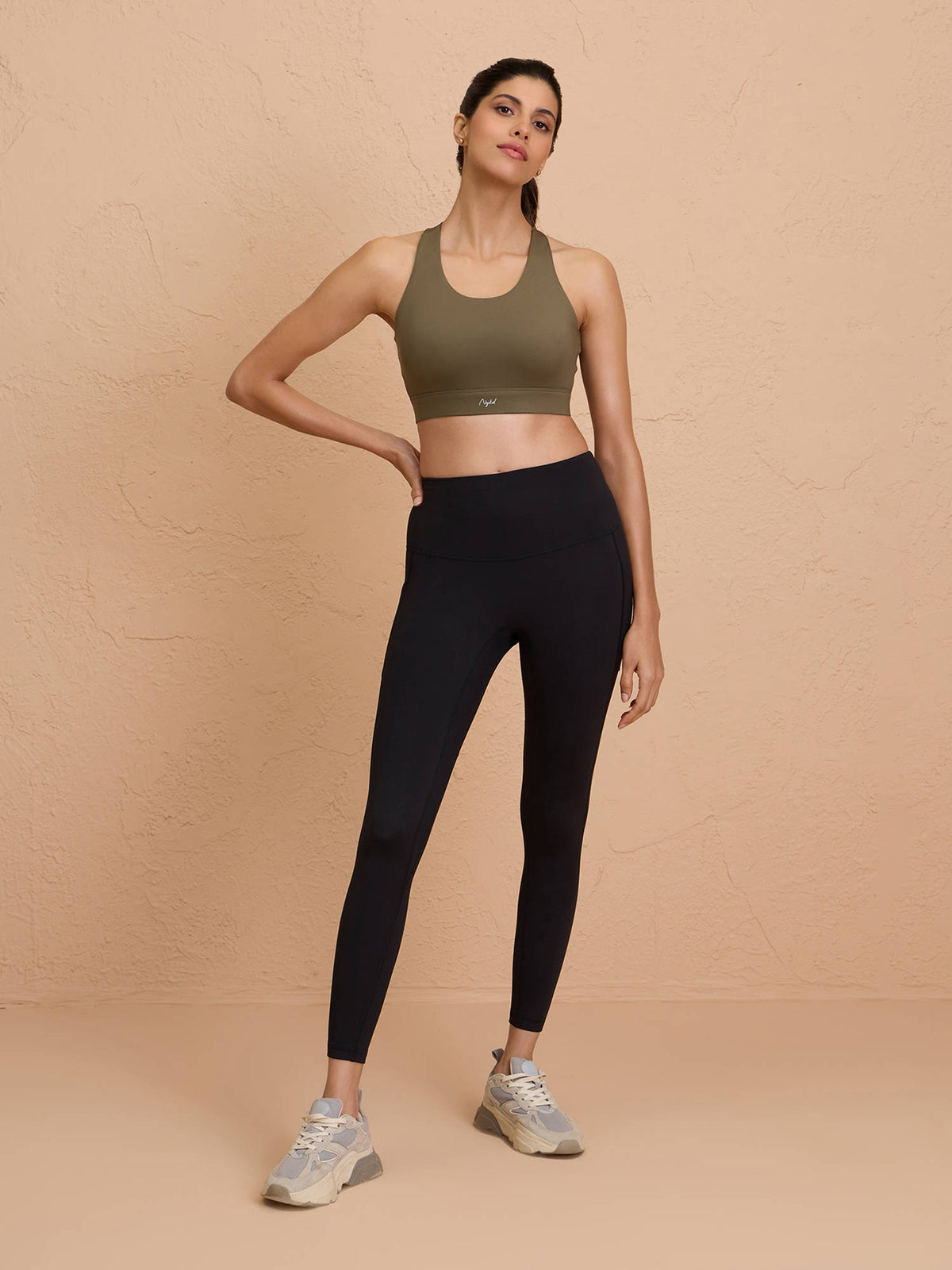 Ultimate Cross Back Sports Bra with Removable Cups NYK909 Olive | sb09 - view 6