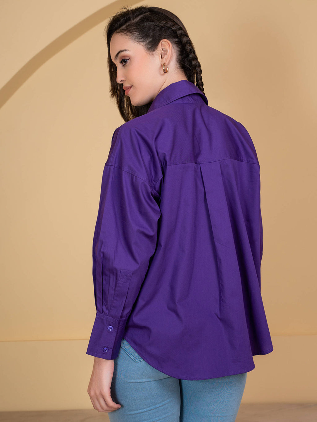 Pure Cotton Oversized Poplin Blue Shirt | S67 - view 24