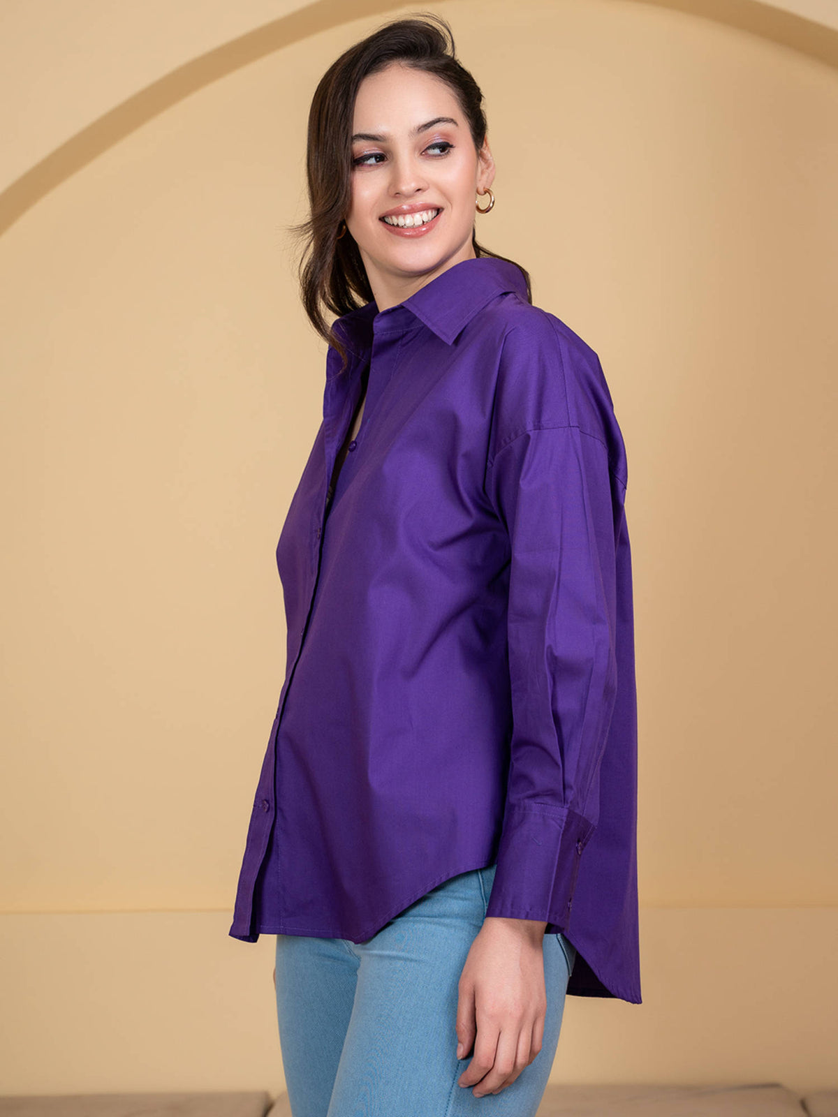 Pure Cotton Oversized Poplin Blue Shirt | S67 - view 25