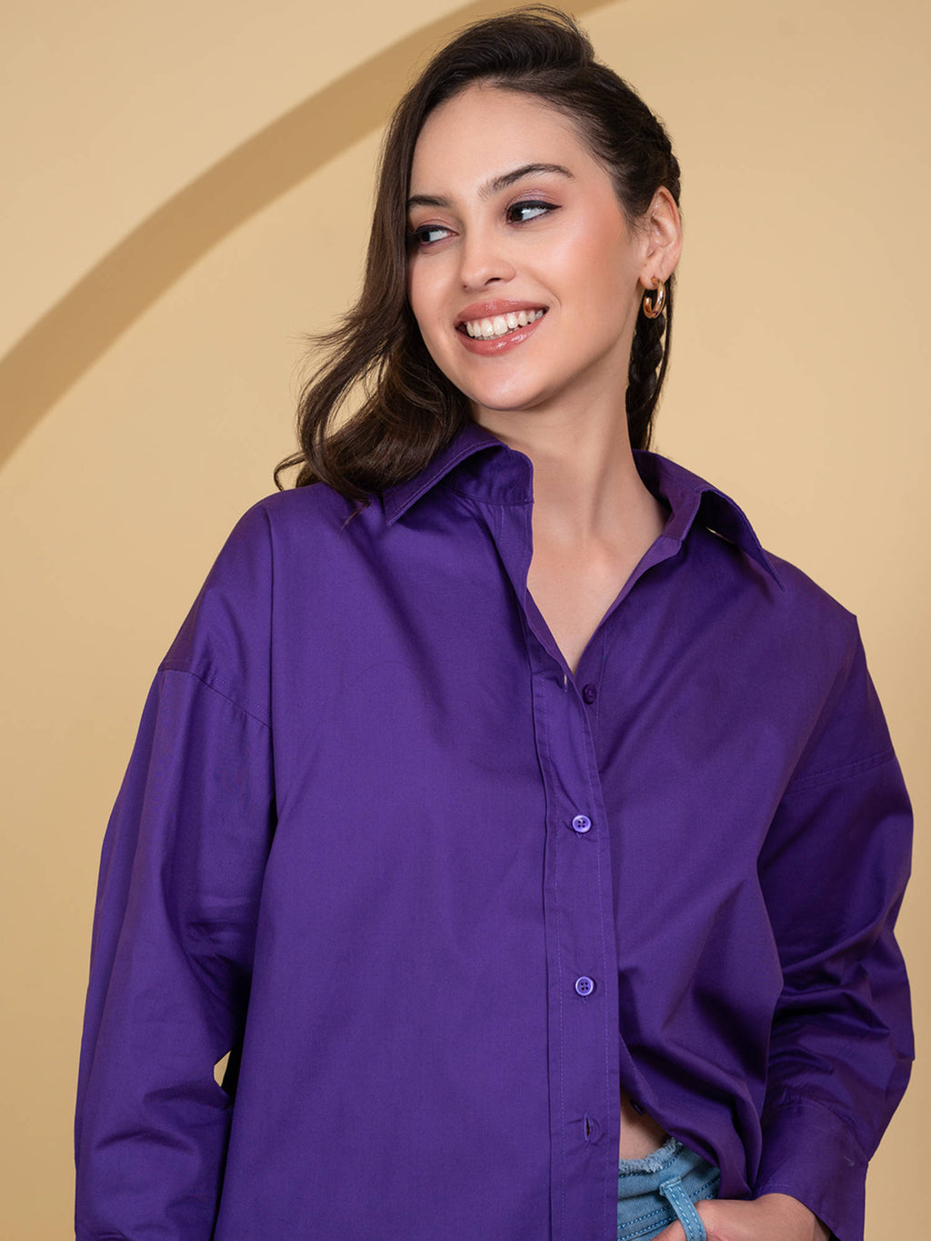 Pure Cotton Oversized Poplin Blue Shirt | S67 - view 28