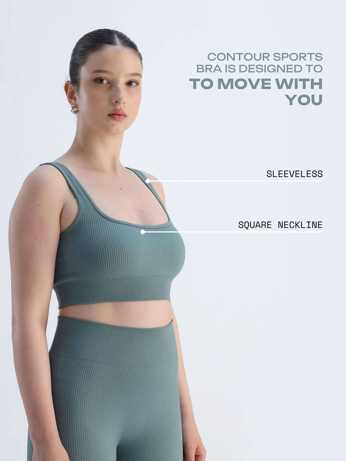 Slate Blue Contoured Seamless Solid Sports Bra | sb09 - view 3