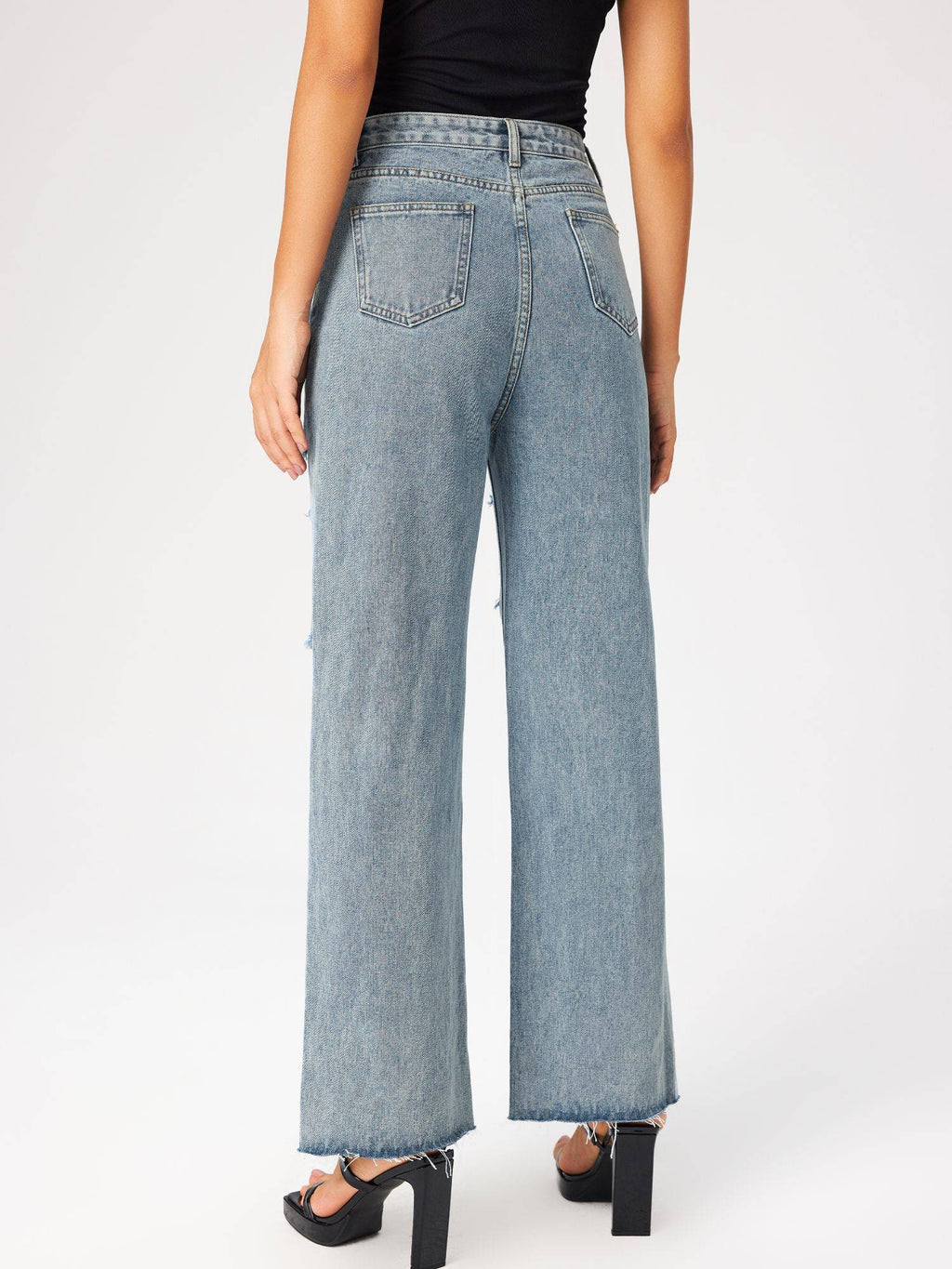 Denim Ripped Wide Leg Jeans | WL90 - view 5