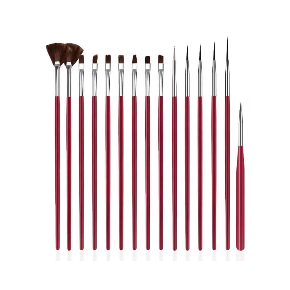Nail Art Brush Set 0f 15 - GPCA0018 (Colour/ Shape May Vary) | T32 - view 1