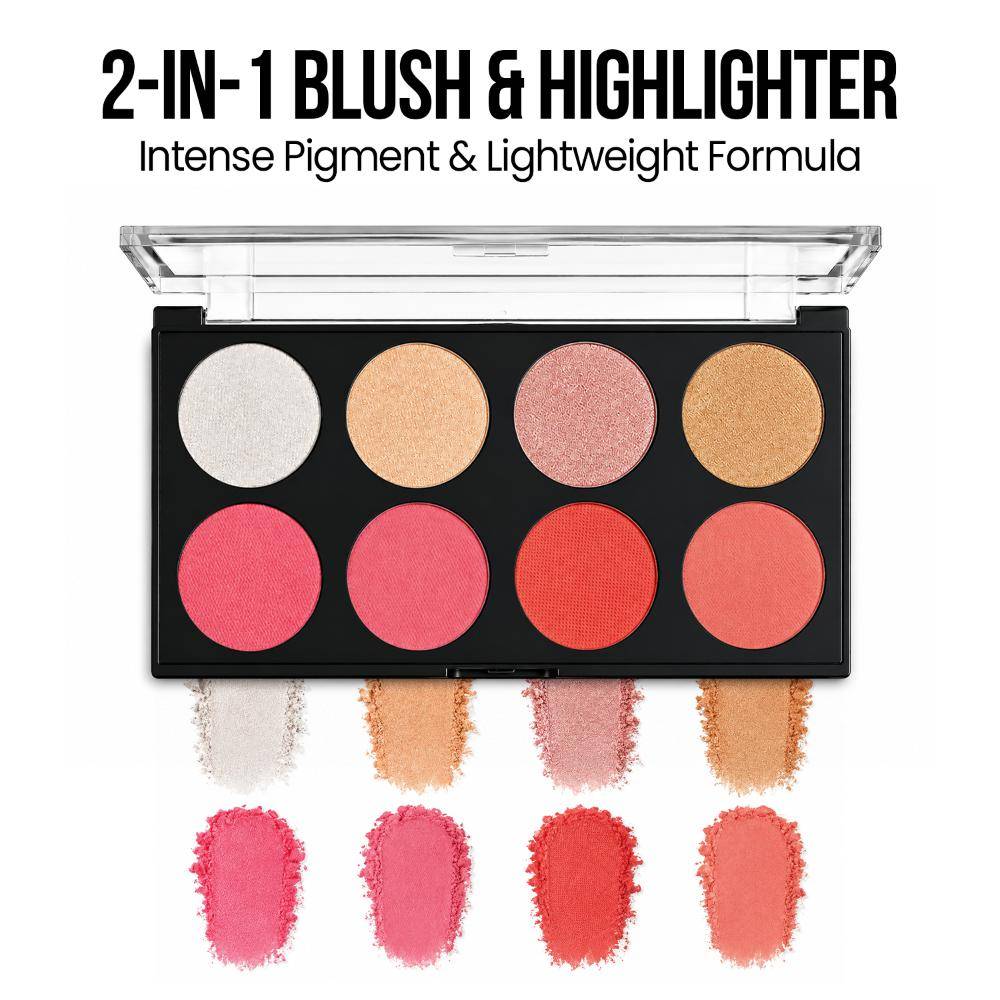 Blush & Highlight Palette, 2 In 1 Intense Pigment, Lightweight Formula | E20 - view 1