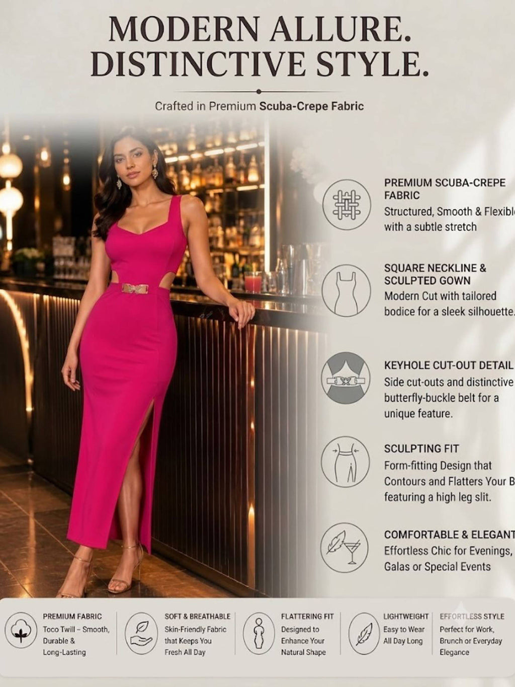 Women Pink Solid/Plain Polyester Dress | D56 - view 6