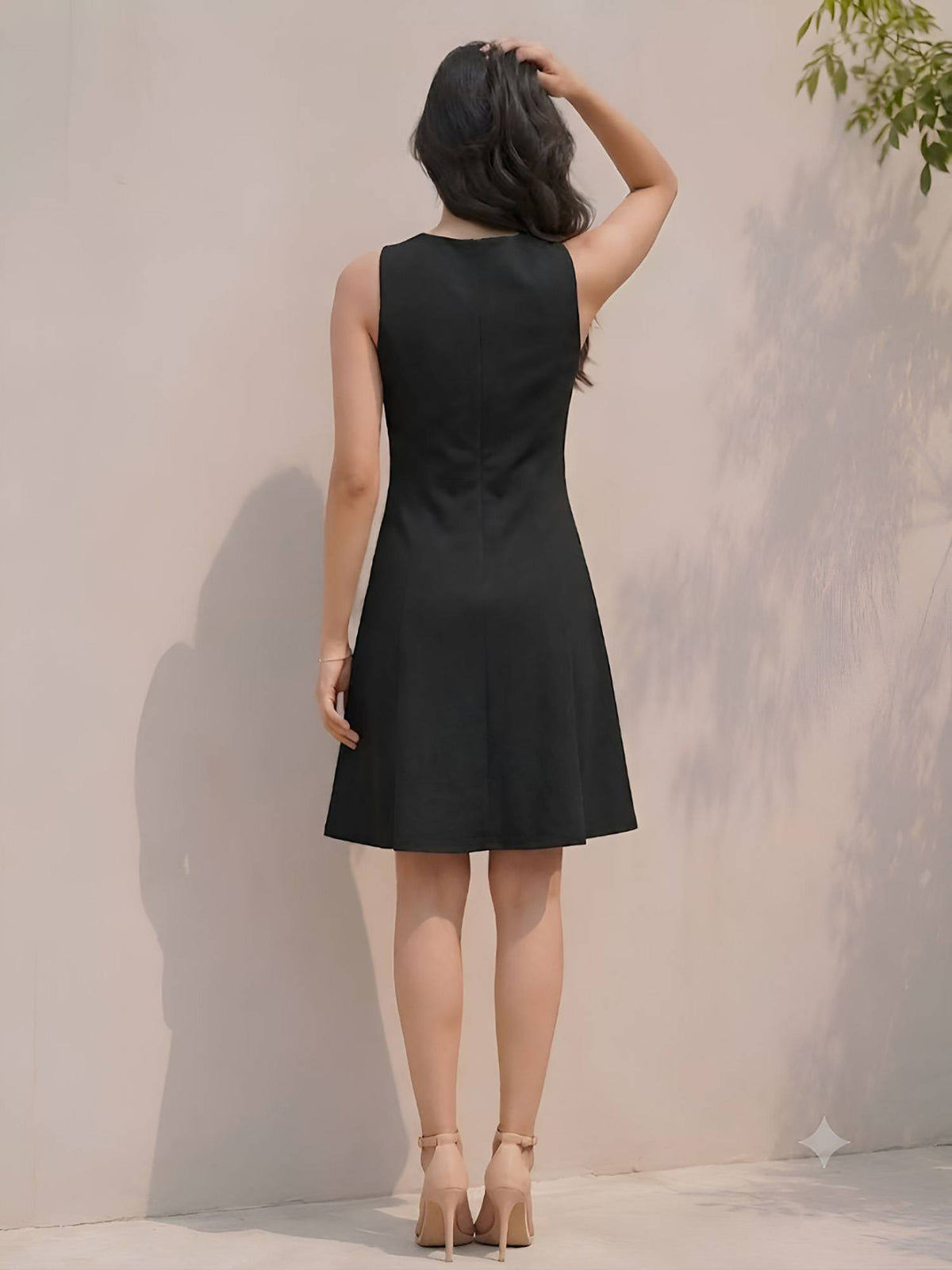 Women Black Solid/Plain Polyester Dress | D56 - view 2