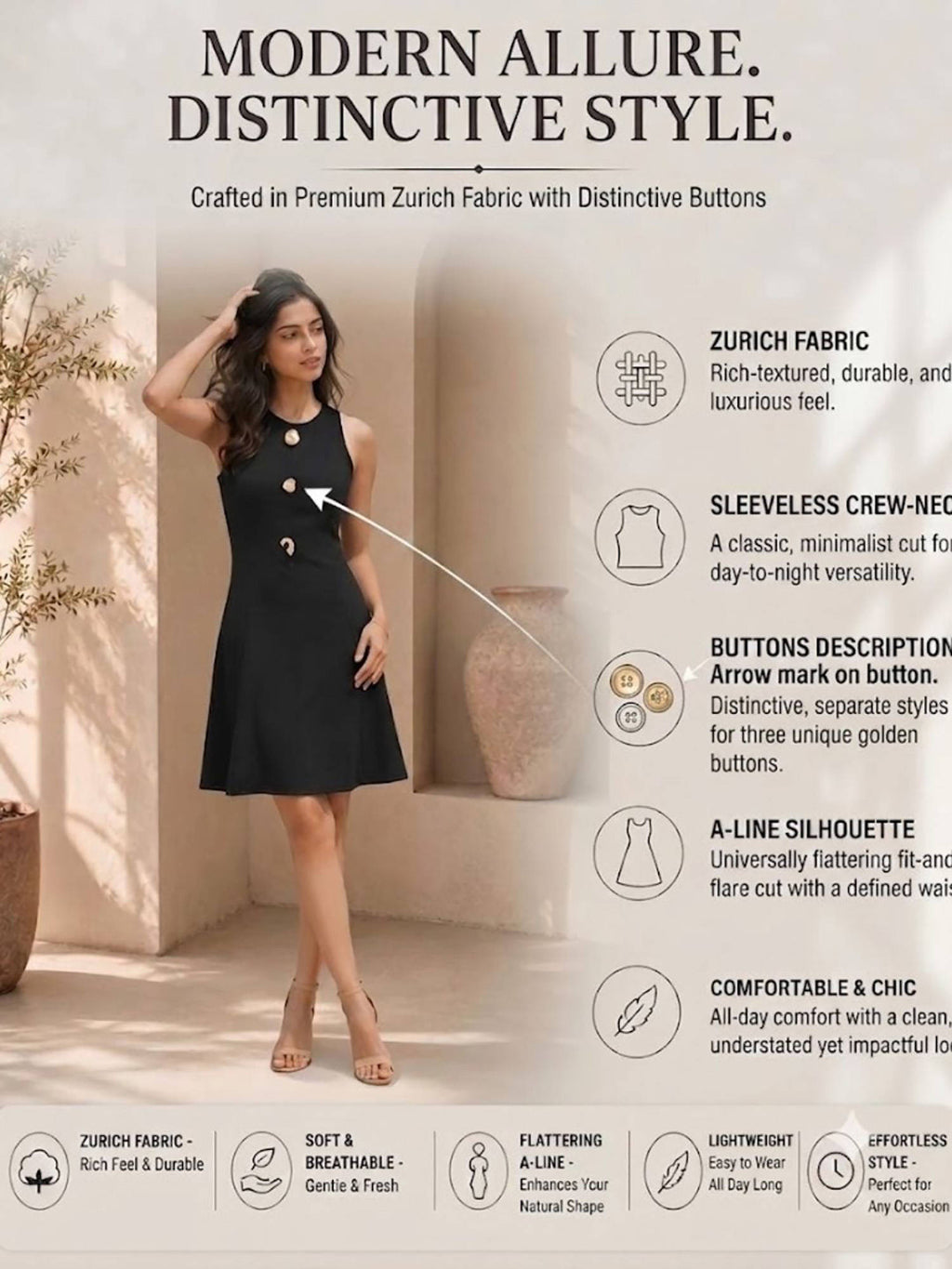 Women Black Solid/Plain Polyester Dress | D56 - view 5