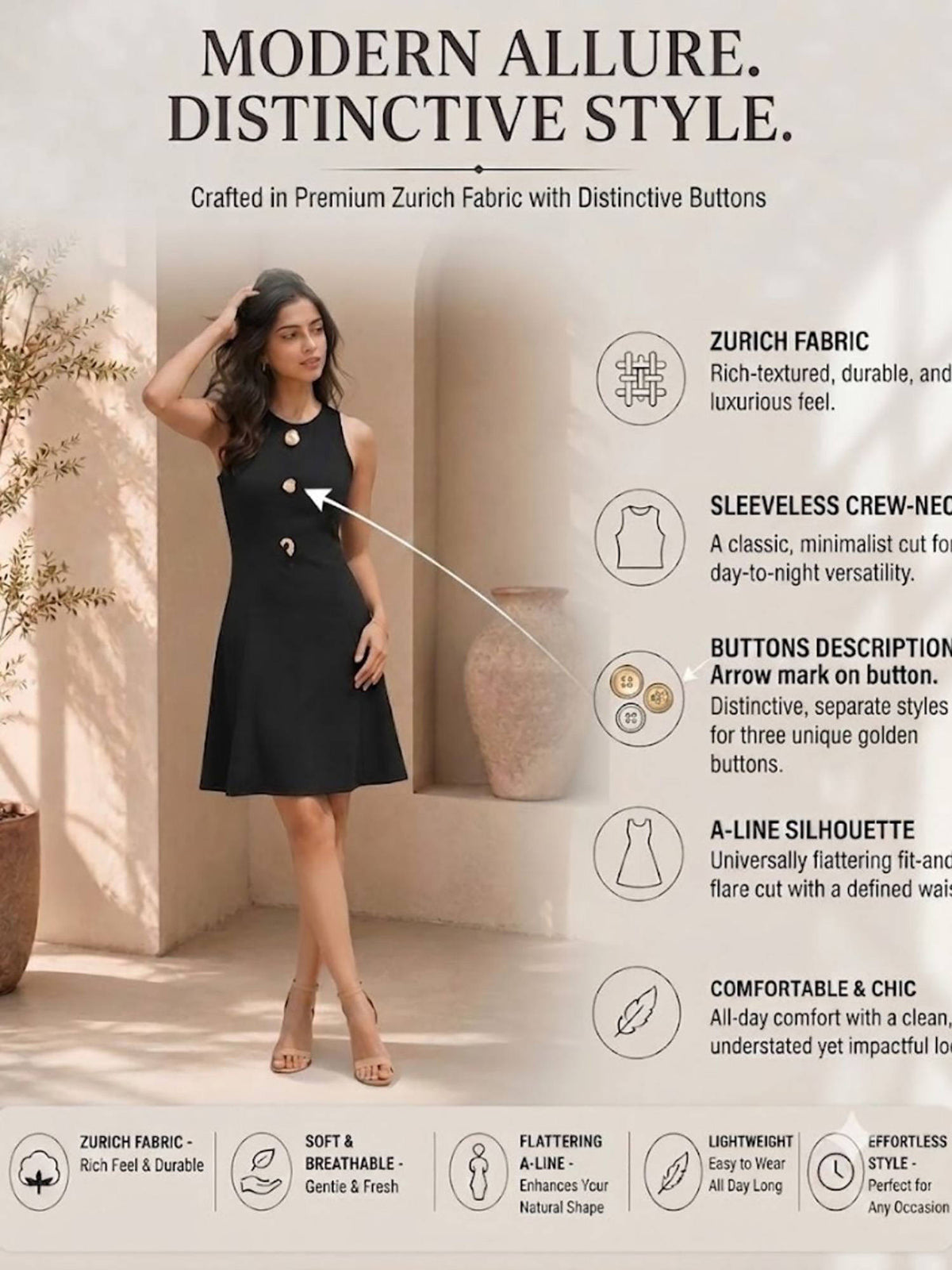 Women Black Solid/Plain Polyester Dress | D56 - view 5