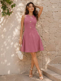 Women Rose Gold Solid/Plain Polyester Dress | D56 - view 1