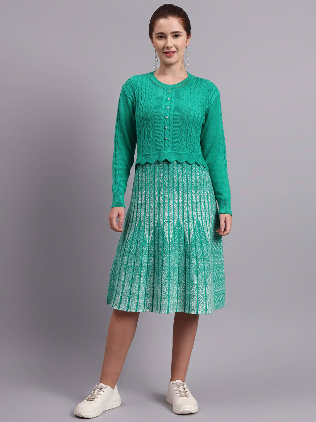 Women Black Textured Wool Dress | D56 - view 22