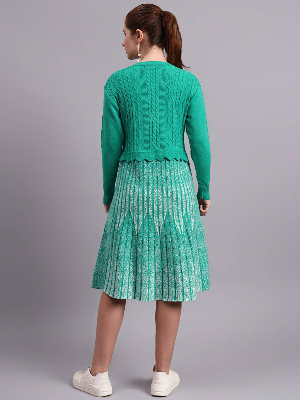 Women Black Textured Wool Dress | D56 - view 23