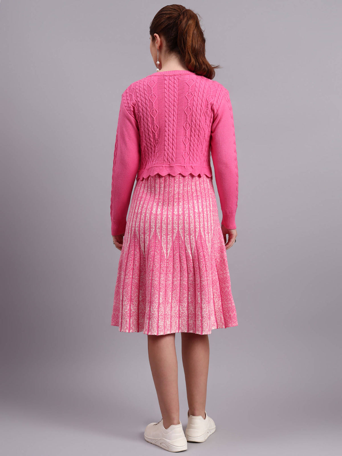 Women Black Textured Wool Dress | D56 - view 17