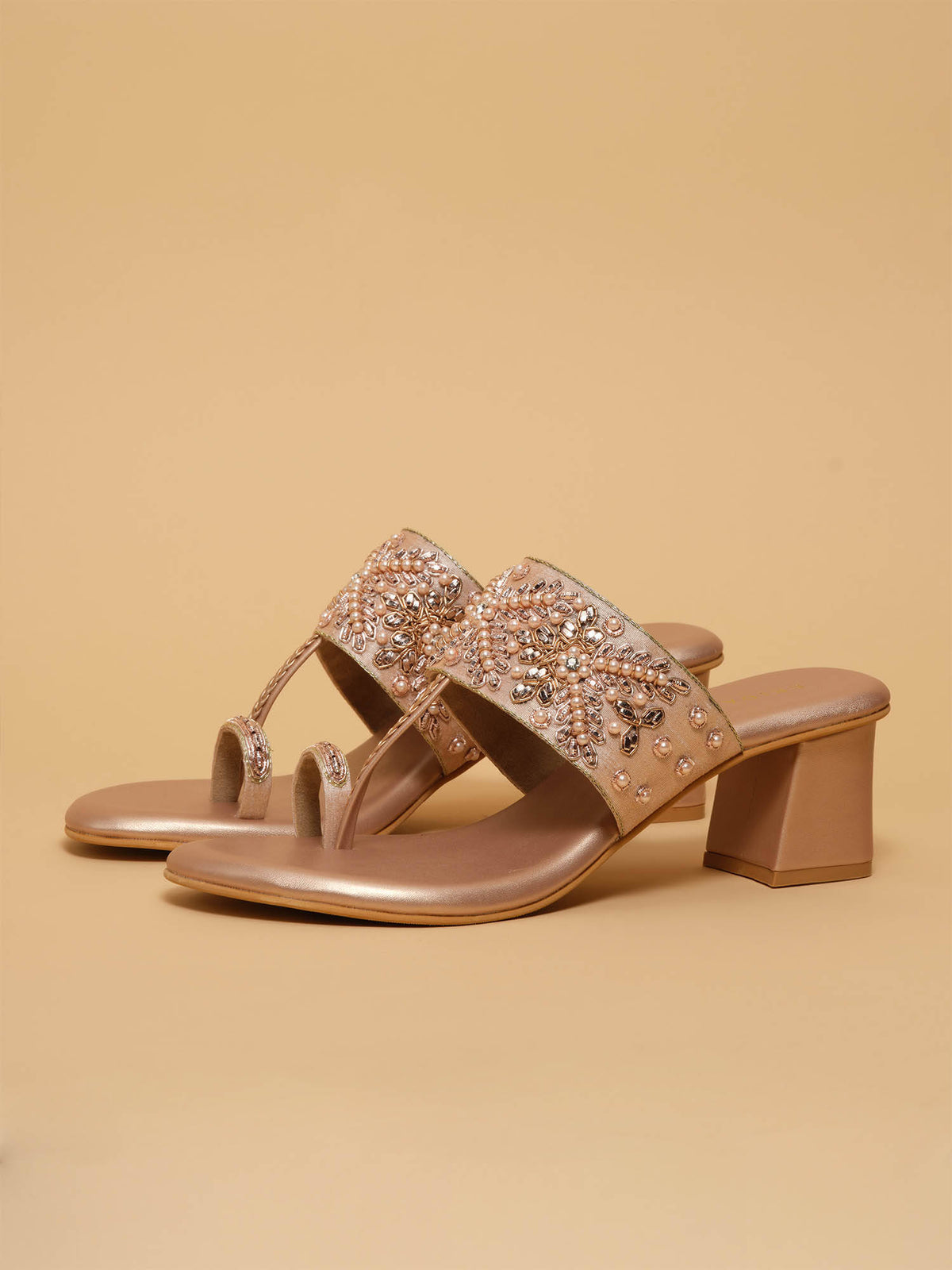 Elka Embellished One Toe Heels Gold | H78 - view 6