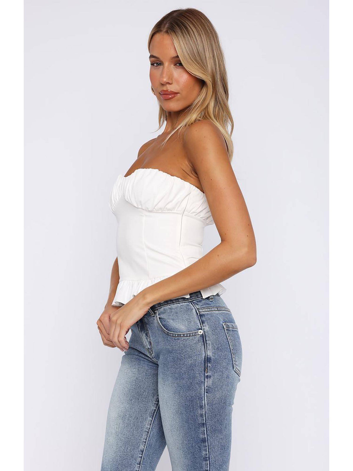 White Tube Bustier Solid Top | TT90 - view 3
