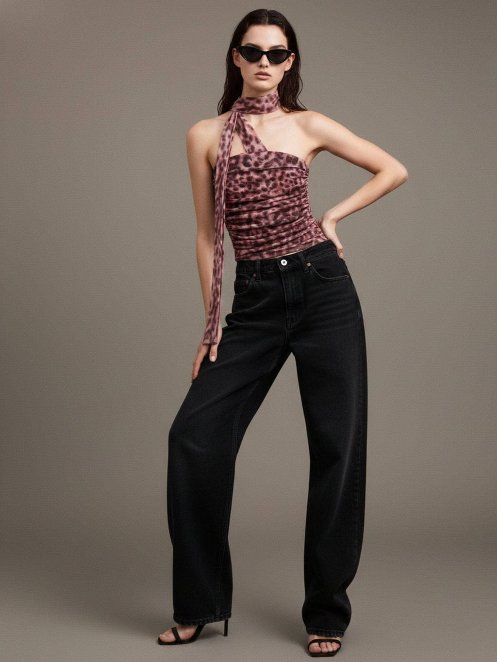 Burgundy Printed Neck Wrap Crop Top - Mauve | CT61 - view 4