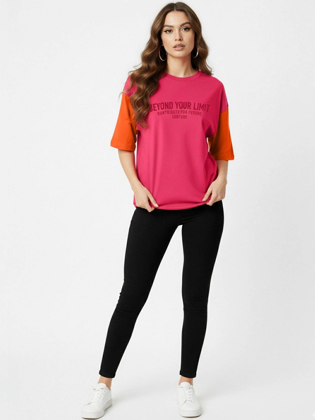 Typography Women's Pink T-Shirt | TS56 - view 4