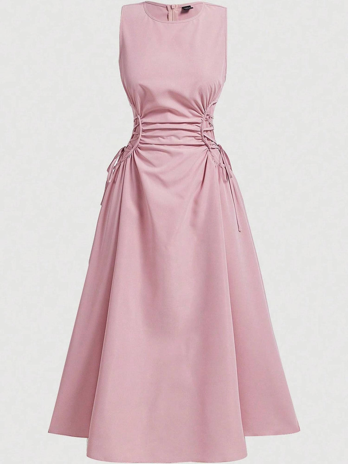 Pink Elasticated Cinched Waist Maxi Dress | D56 - view 1