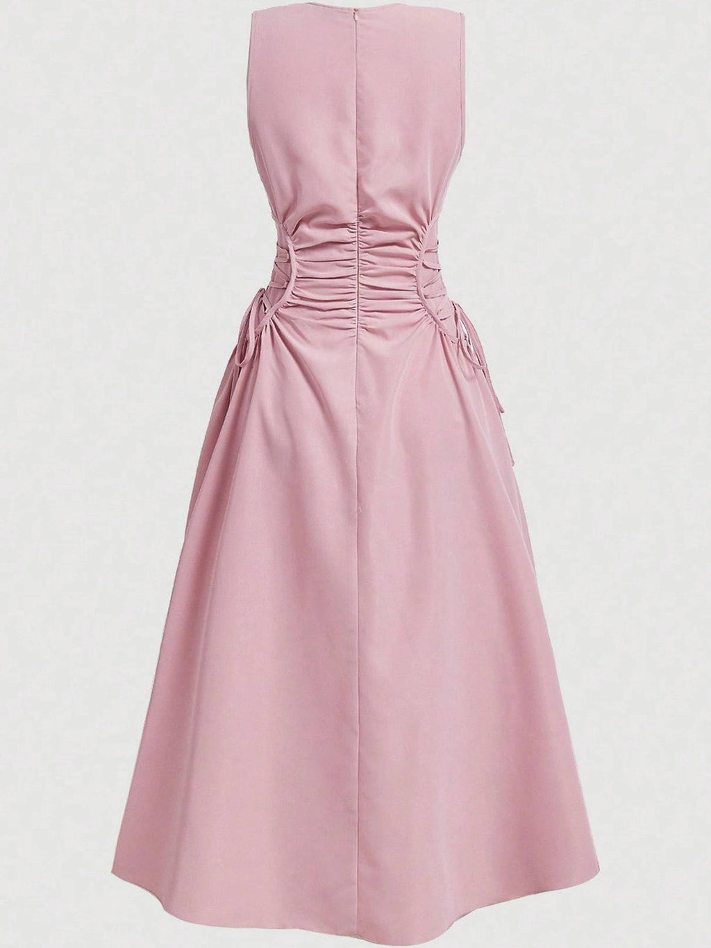 Pink Elasticated Cinched Waist Maxi Dress | D56 - view 2