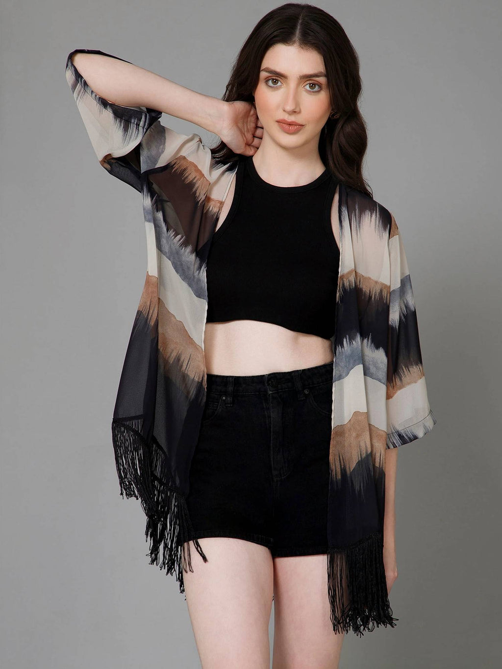 Ombre Kimono Printed Shrug | JC78 - view 1