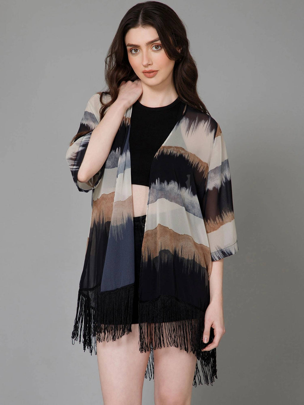 Ombre Kimono Printed Shrug | JC78 - view 3