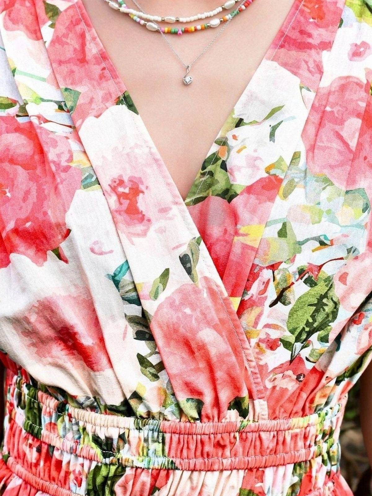 Women Pink Cotton Floral Flared Dress | D56 - view 4