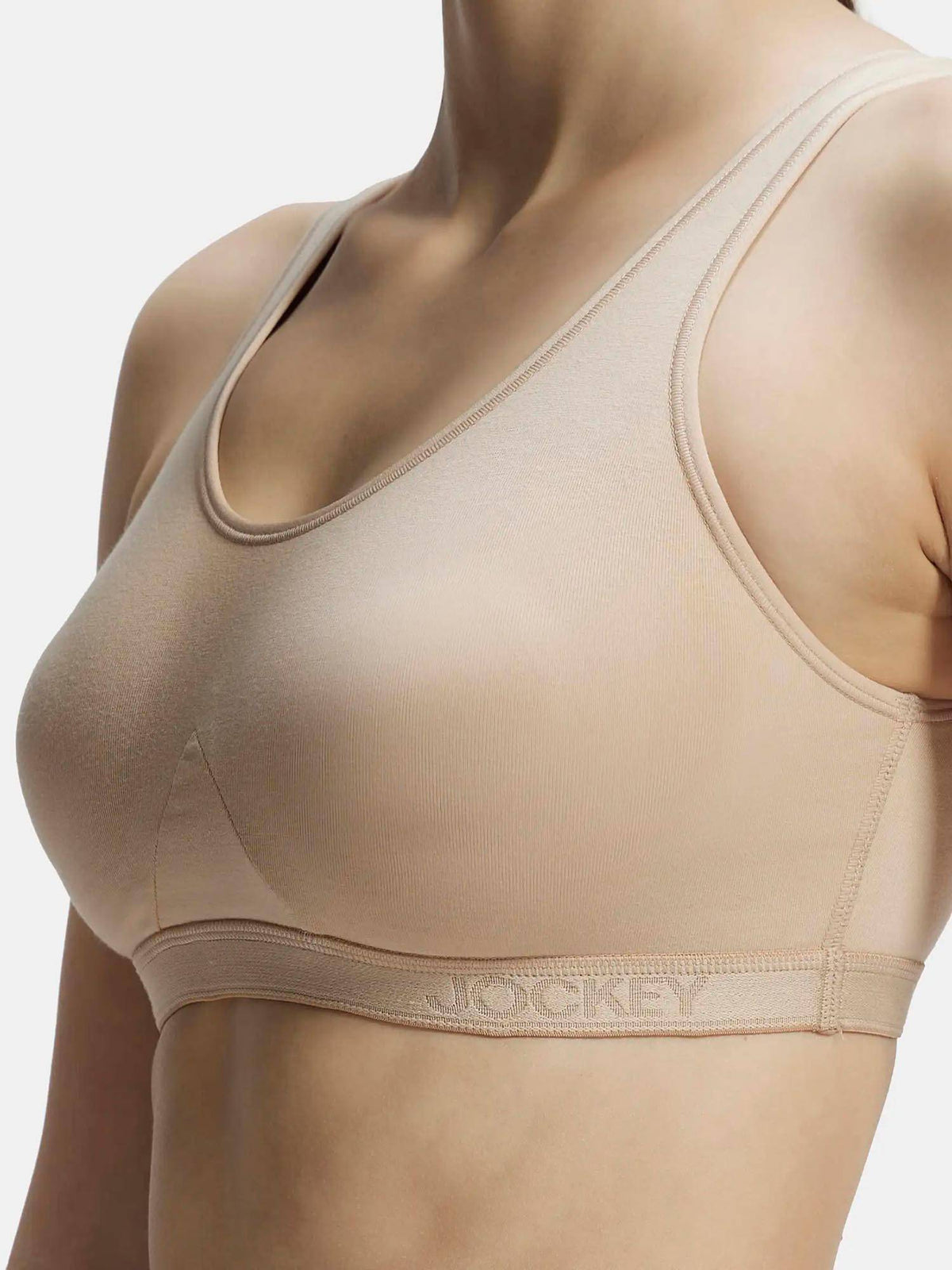 1376 Wirefree Non Padded Cotton Elastane Active Bra - Mocha | sb09 - view 51