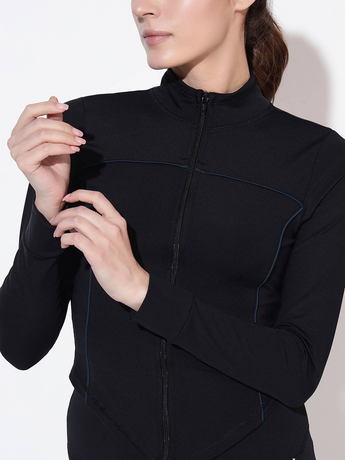 Women Black Nylon Full Sleeves Jacket | JK12 - view 4