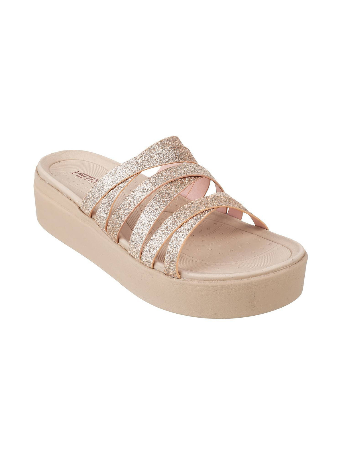Womens Rose Gold Platform HeelsMetro Rose Gold Synthetic Embellished/sequined Women Wedges | H78 - view 1