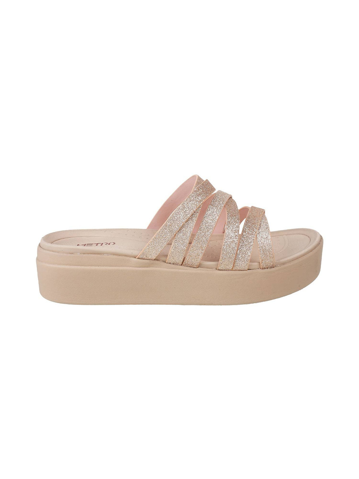 Womens Rose Gold Platform HeelsMetro Rose Gold Synthetic Embellished/sequined Women Wedges | H78 - view 2