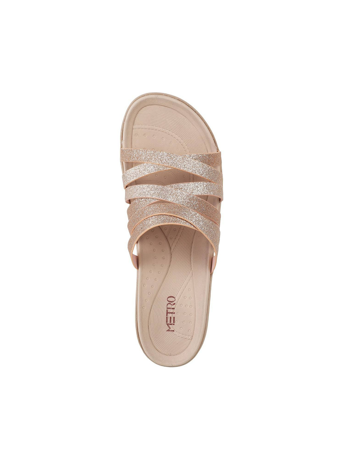 Womens Rose Gold Platform HeelsMetro Rose Gold Synthetic Embellished/sequined Women Wedges | H78 - view 5