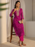 Libas Pink Bandhani Printed Chiffon Straight Kurta