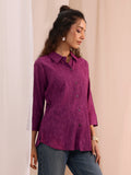 Libas Purple Textured Cotton Shirt