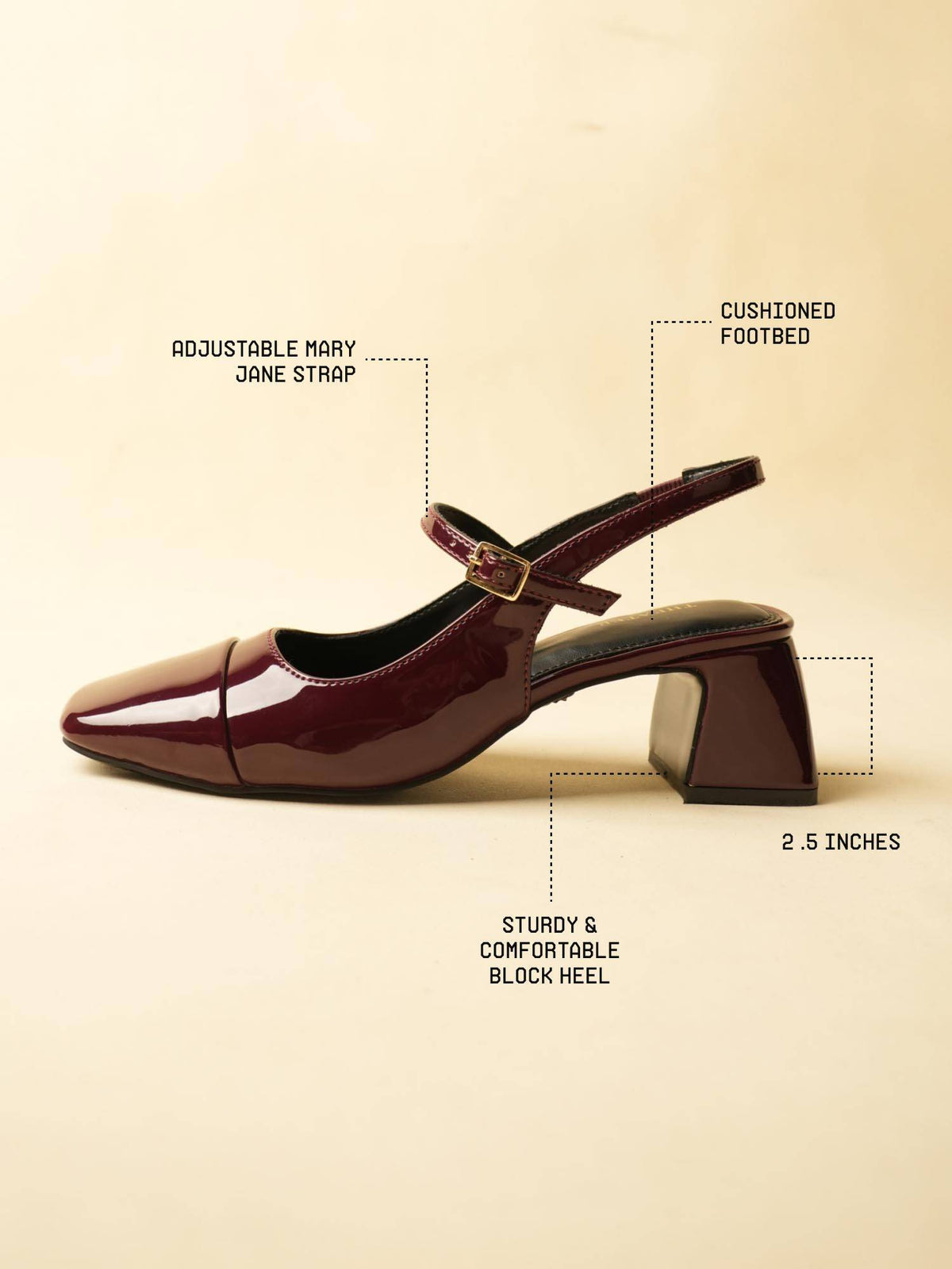 Women Twiggy Piggies Cherry Red Mary Jane Slingback Block Heels | H78 - view 4