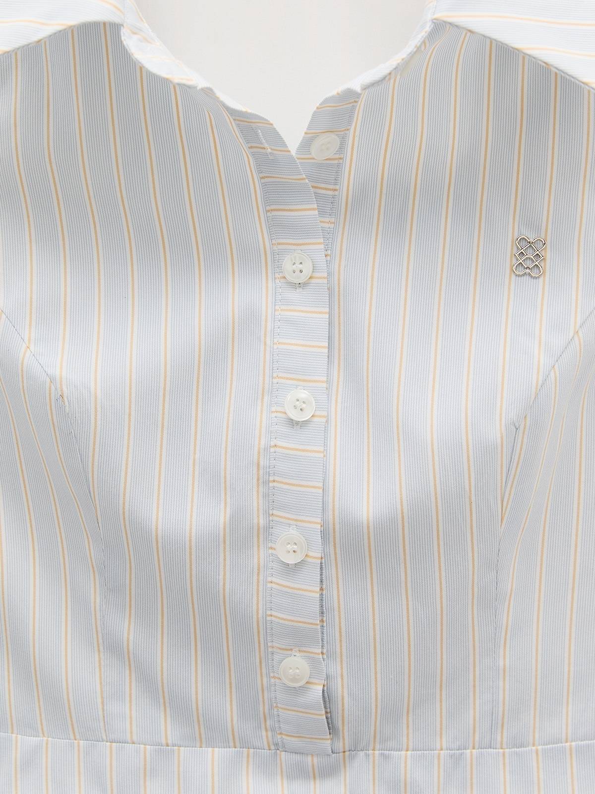 Striped Peplum Sleeveless Shirt Blouse - Blue | pt51 - view 2