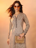 Libas Grey Woven Design Wool Straight Kurta