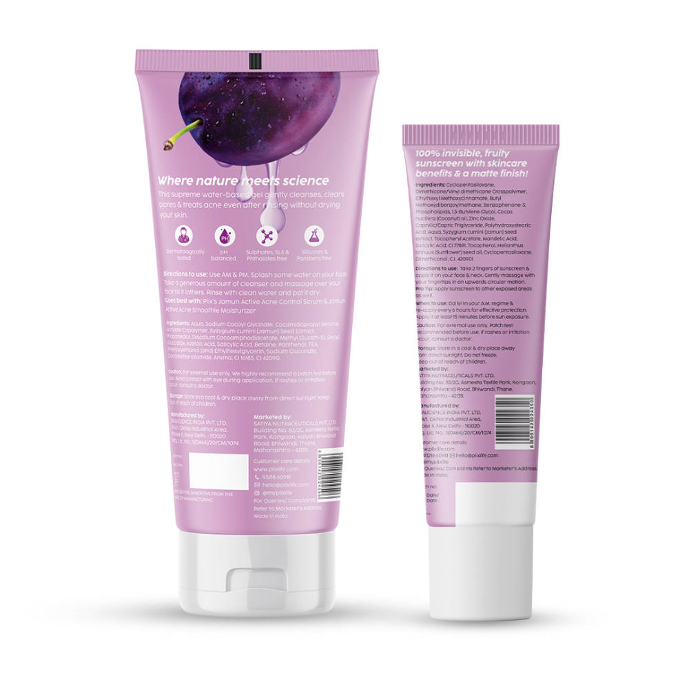 Jamun Active Acne Kit With Spf 50+ Sunscreen & Juicy Cleanser For Women & Men | PL1 - view 2