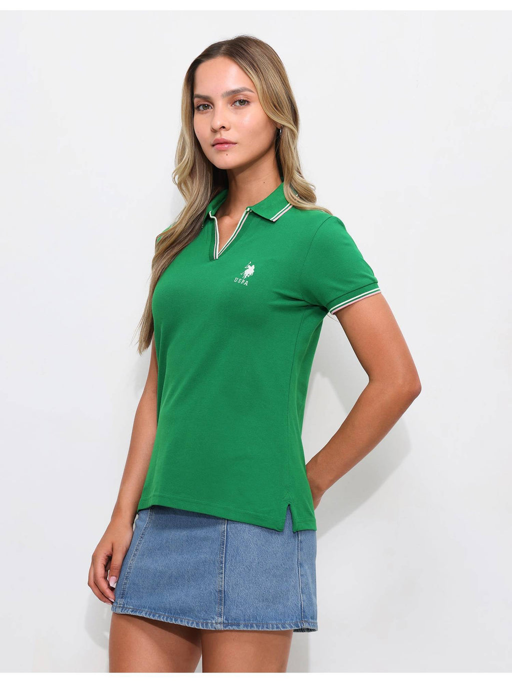 Green Tipped Collar Regular Fit Polo T-Shirt | PW43 - view 4