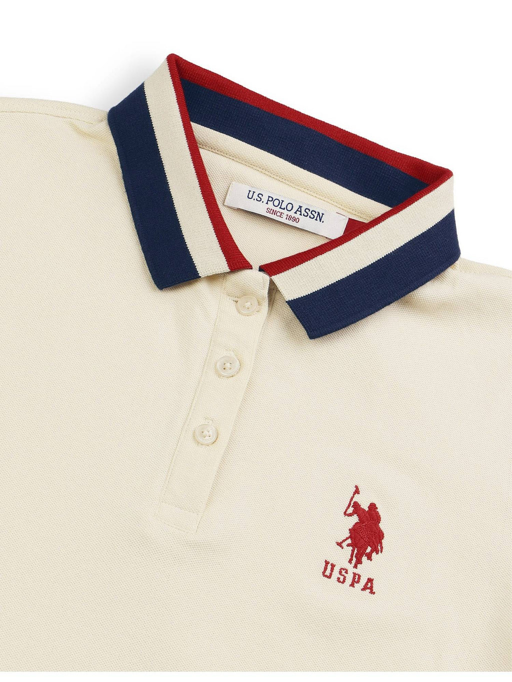 Off White Striped Collar Polo T-Shirt | PW43 - view 8