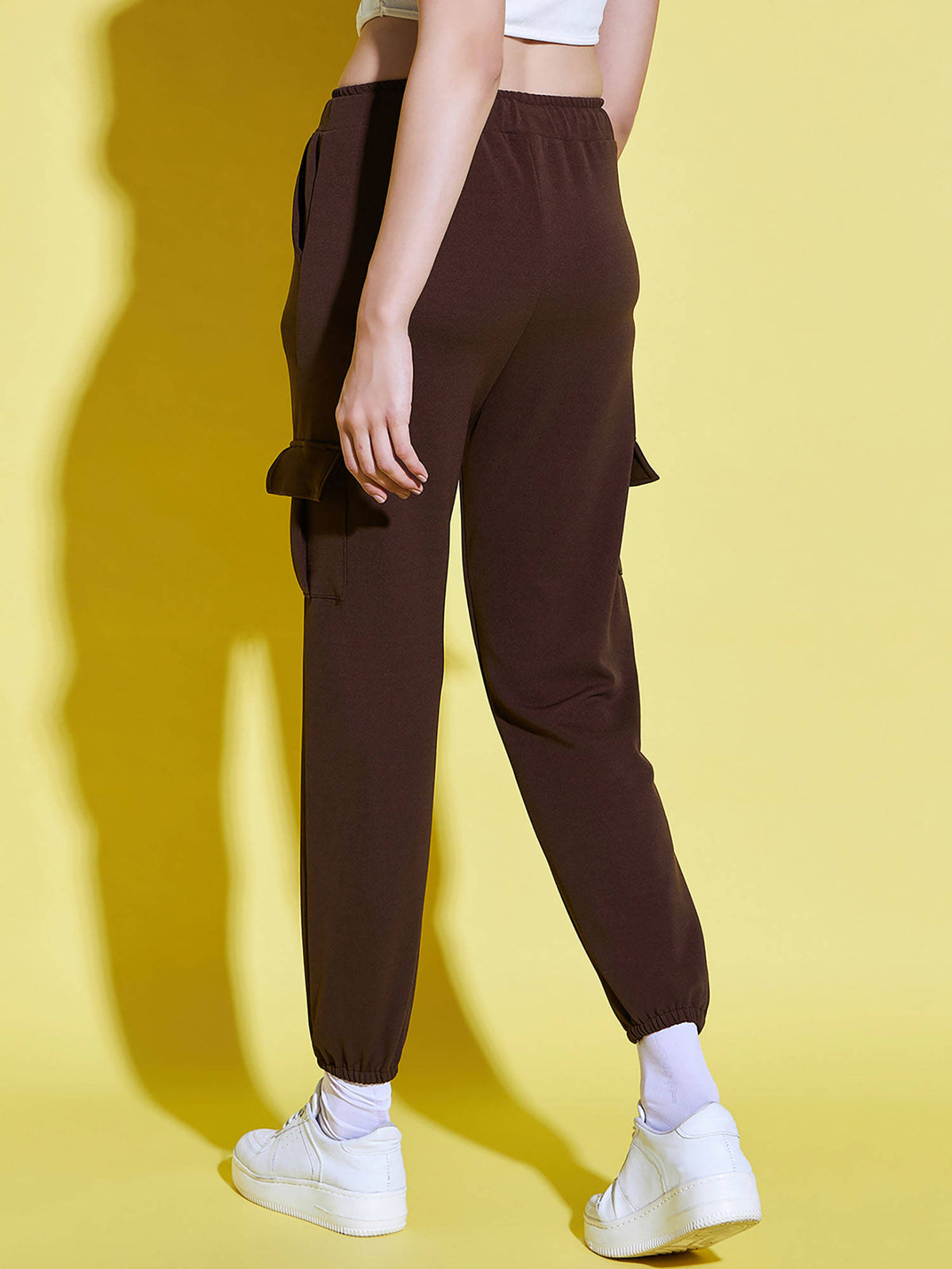 Women Lycra Brown Solid Joggers | WJ89 - view 4
