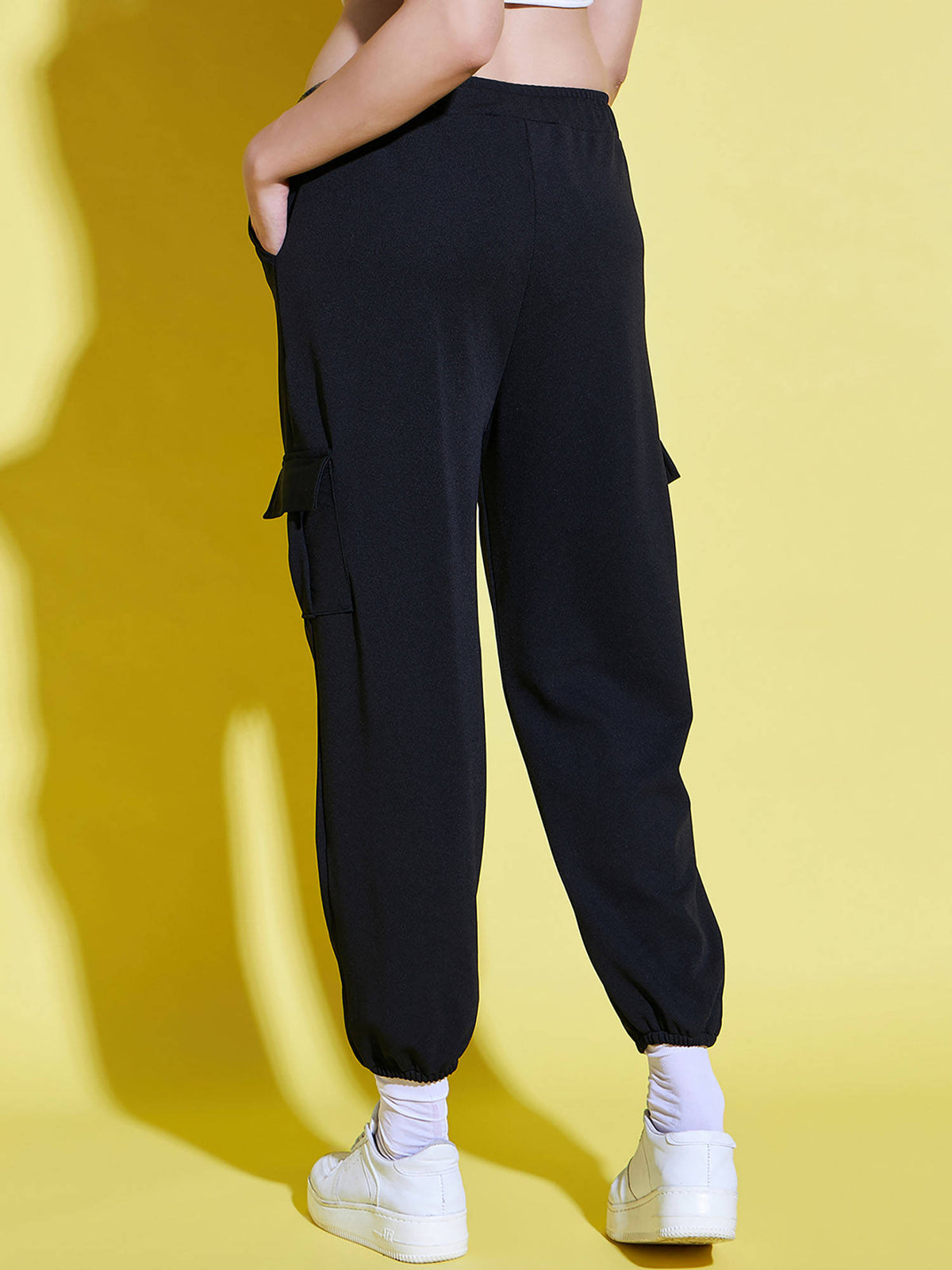Women Lycra Black Solid Joggers | WJ89 - view 4