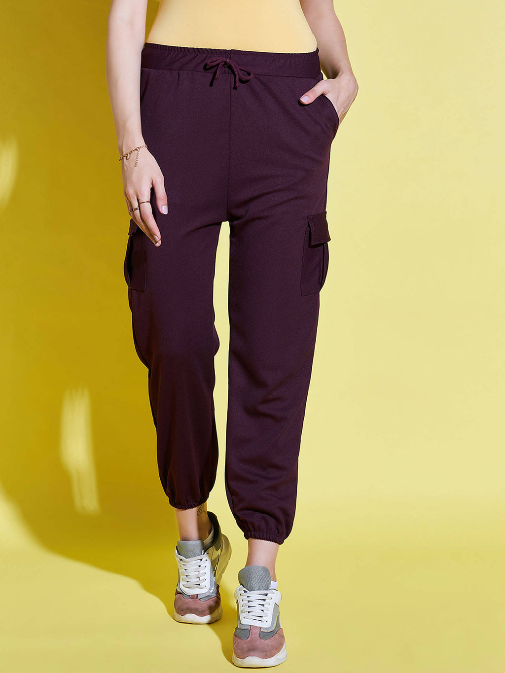 Women Lycra Purple Solid Joggers | WJ89 - view 1