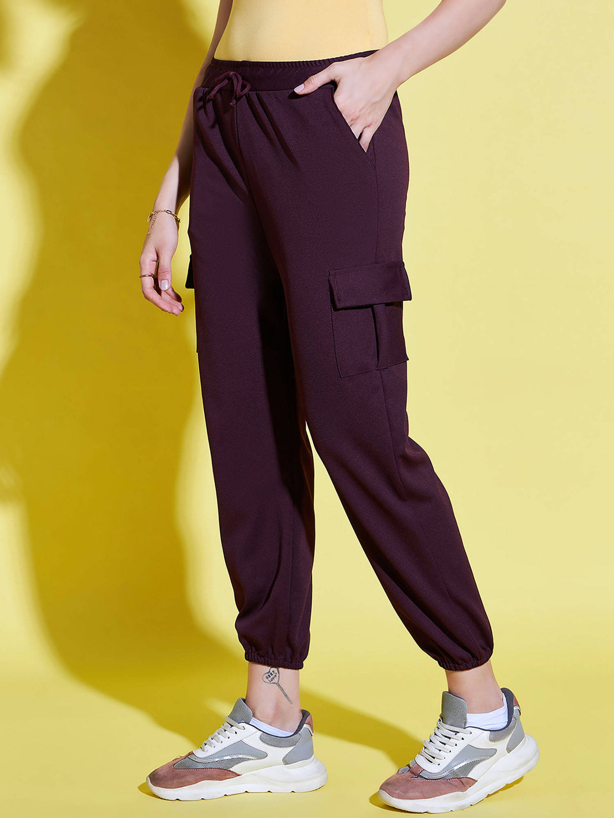 Women Lycra Purple Solid Joggers | WJ89 - view 3