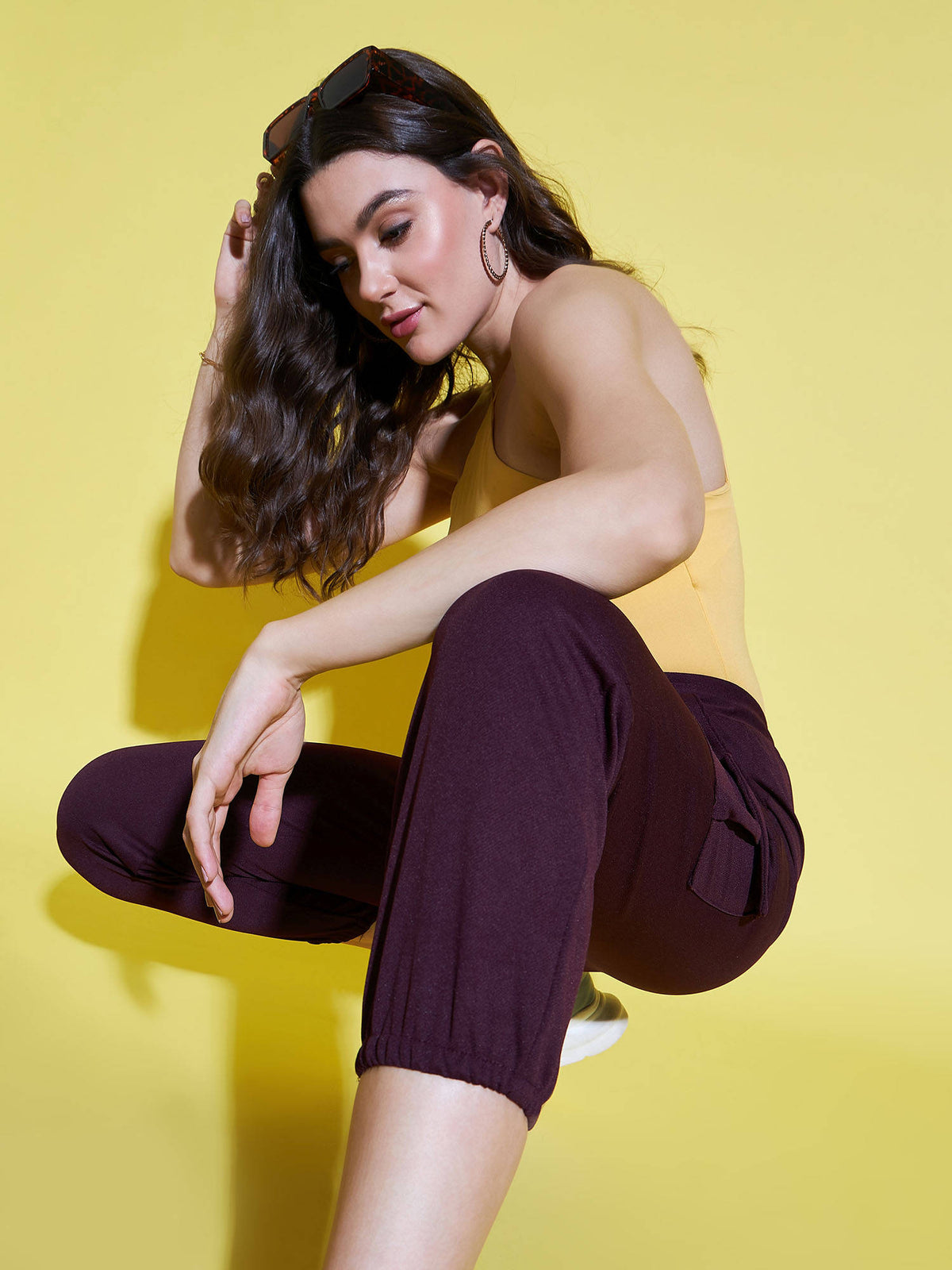 Women Lycra Purple Solid Joggers | WJ89 - view 5