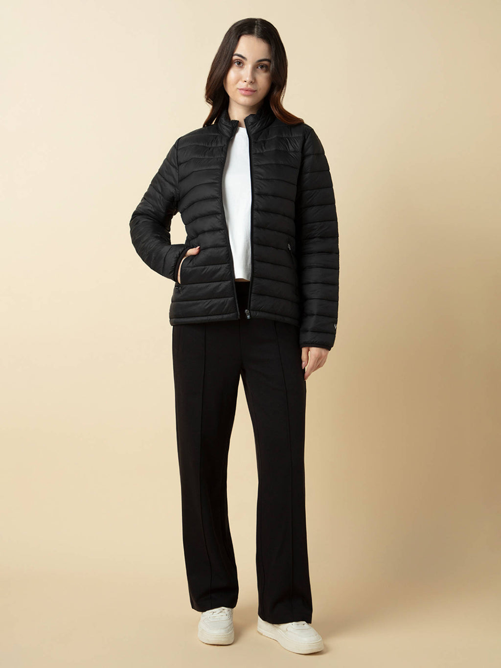 Beige Relax Fit Full Sleeves Solid Puffer Jacket | JC78 - view 12